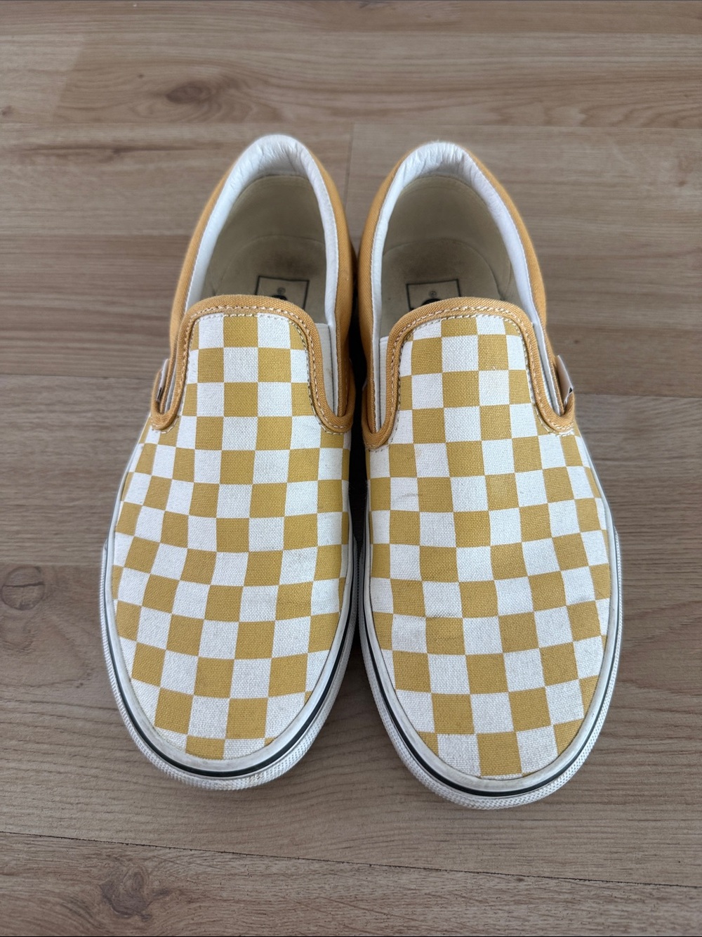 Vans Kids Slip-On Checkerboard Sneakers in Yellow and White